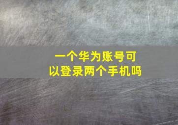 一个华为账号可以登录两个手机吗