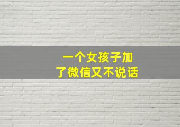 一个女孩子加了微信又不说话