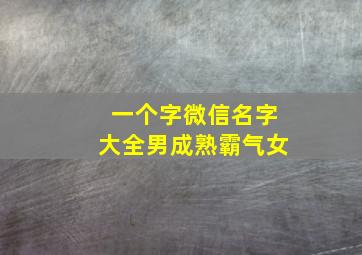 一个字微信名字大全男成熟霸气女