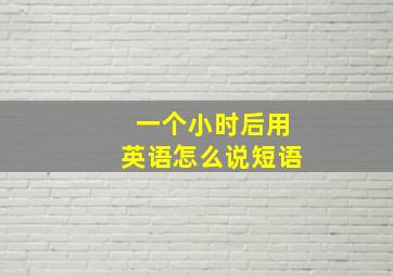 一个小时后用英语怎么说短语