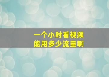 一个小时看视频能用多少流量啊