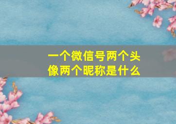 一个微信号两个头像两个昵称是什么