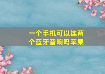 一个手机可以连两个蓝牙音响吗苹果