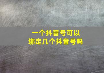 一个抖音号可以绑定几个抖音号吗