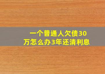 一个普通人欠债30万怎么办3年还清利息