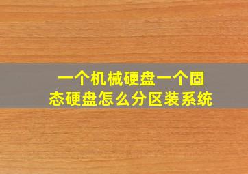 一个机械硬盘一个固态硬盘怎么分区装系统