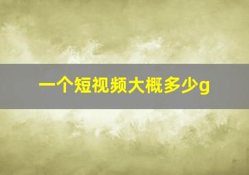 一个短视频大概多少g