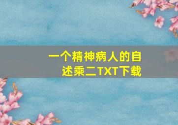 一个精神病人的自述乘二TXT下载