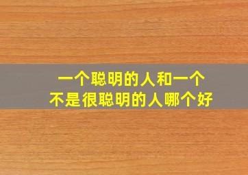 一个聪明的人和一个不是很聪明的人哪个好