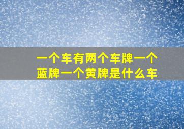 一个车有两个车牌一个蓝牌一个黄牌是什么车