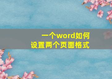 一个word如何设置两个页面格式