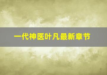 一代神医叶凡最新章节