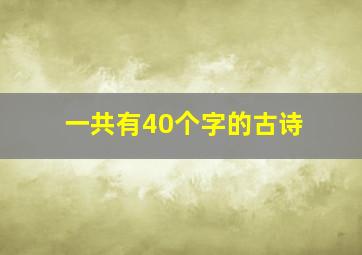 一共有40个字的古诗