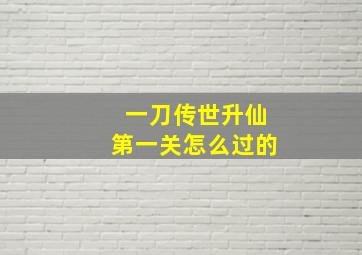 一刀传世升仙第一关怎么过的