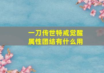 一刀传世特戒觉醒属性团结有什么用