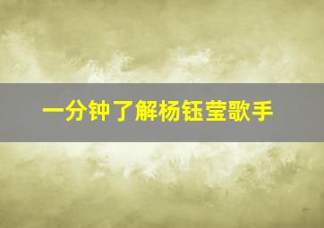 一分钟了解杨钰莹歌手