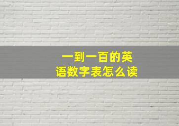 一到一百的英语数字表怎么读