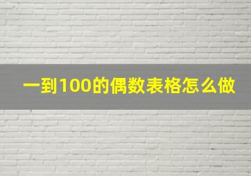 一到100的偶数表格怎么做