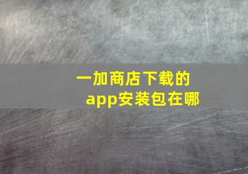 一加商店下载的app安装包在哪