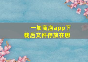 一加商店app下载后文件存放在哪