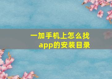 一加手机上怎么找app的安装目录