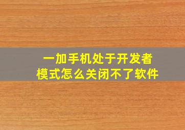 一加手机处于开发者模式怎么关闭不了软件