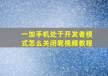 一加手机处于开发者模式怎么关闭呢视频教程