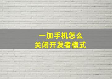 一加手机怎么关闭开发者模式