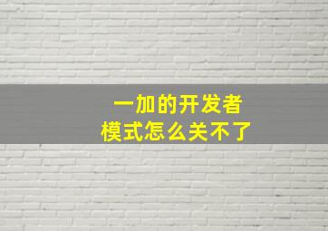 一加的开发者模式怎么关不了