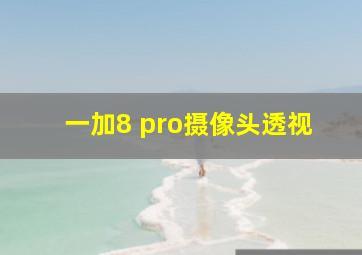 一加8 pro摄像头透视