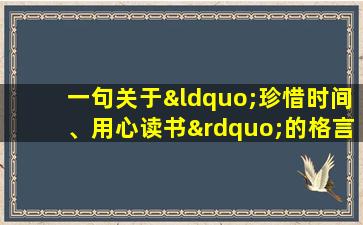 一句关于“珍惜时间、用心读书”的格言警句