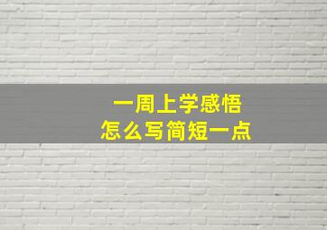 一周上学感悟怎么写简短一点