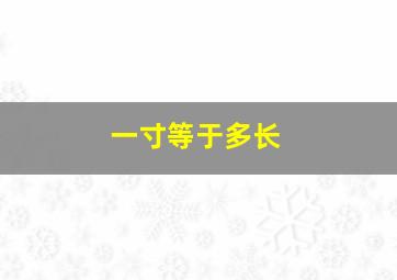 一寸等于多长