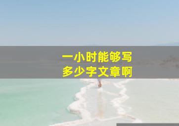 一小时能够写多少字文章啊