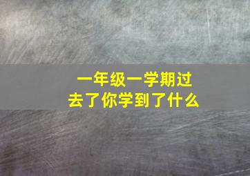 一年级一学期过去了你学到了什么