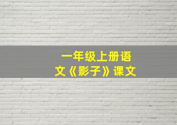 一年级上册语文《影子》课文