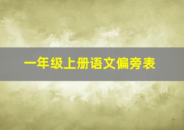 一年级上册语文偏旁表