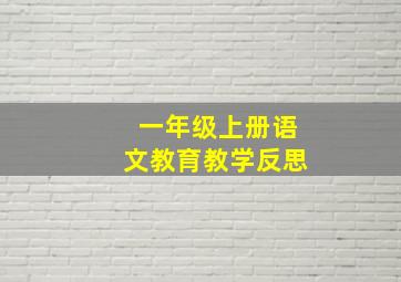 一年级上册语文教育教学反思