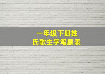 一年级下册姓氏歌生字笔顺表