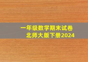 一年级数学期末试卷北师大版下册2024