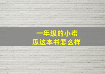 一年级的小蜜瓜这本书怎么样