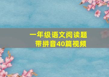 一年级语文阅读题带拼音40篇视频