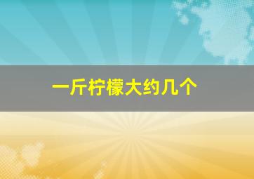 一斤柠檬大约几个