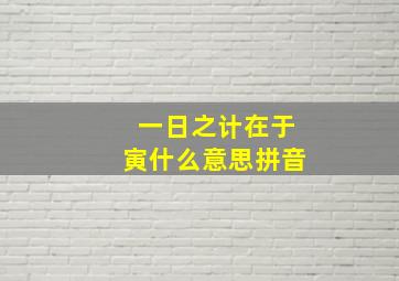 一日之计在于寅什么意思拼音