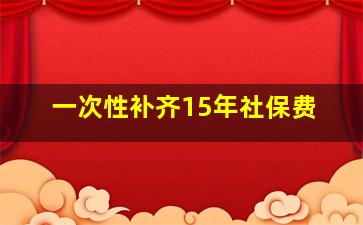 一次性补齐15年社保费