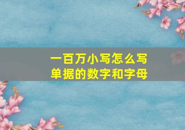 一百万小写怎么写单据的数字和字母