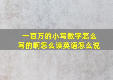 一百万的小写数字怎么写的啊怎么读英语怎么说