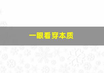 一眼看穿本质