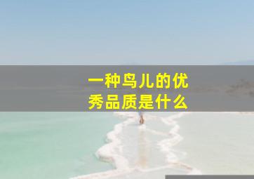 一种鸟儿的优秀品质是什么