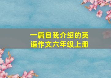 一篇自我介绍的英语作文六年级上册